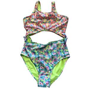 NWT Dazzling Coral Neon One Piece Swimsuit Size XL 16